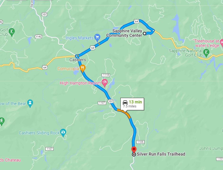 Silver Run Falls Map